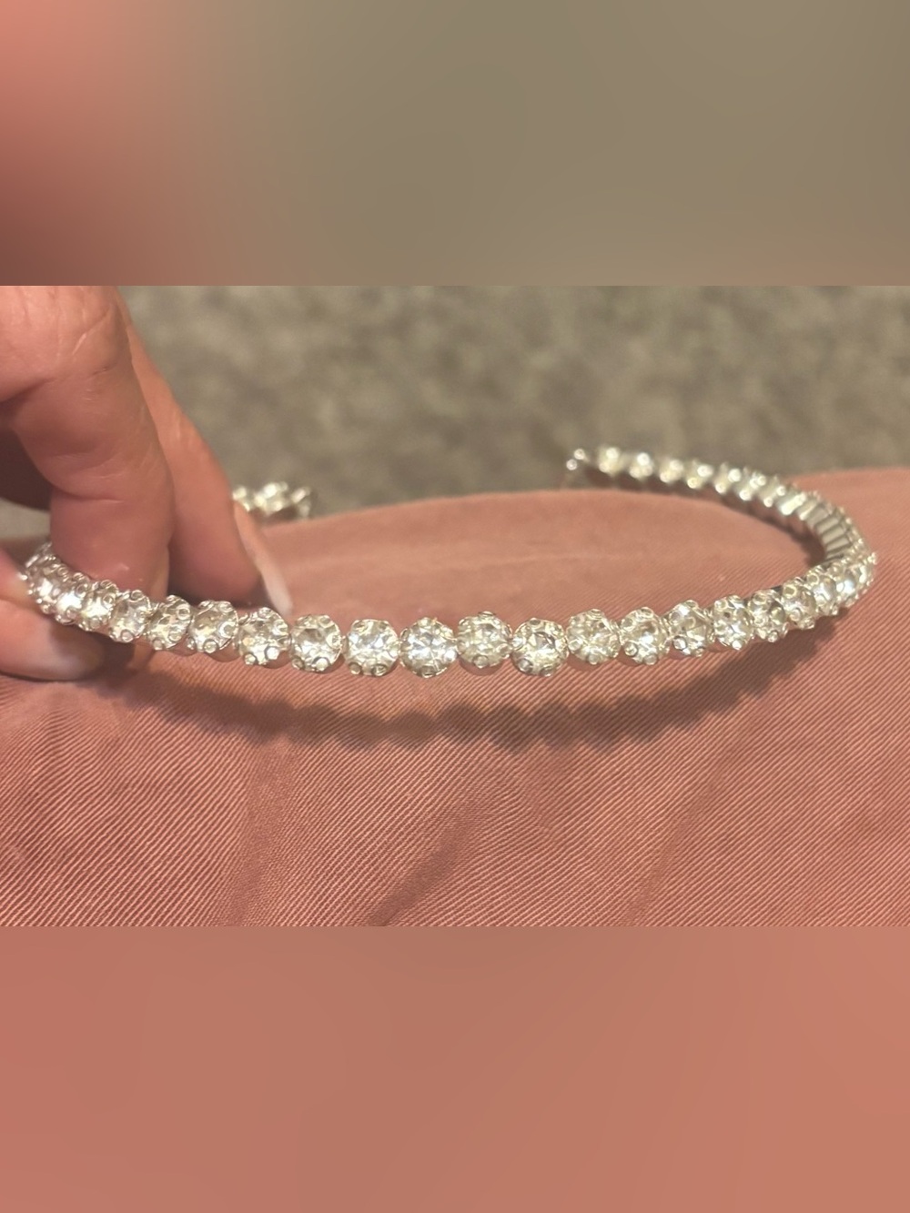 Crystal Rhinestone Tennis Headband - Silver
